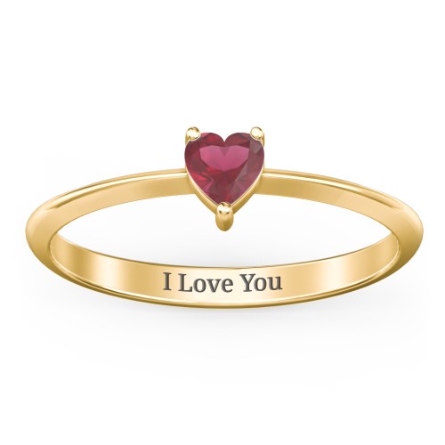 Solitaire Heart Gemstone Ring with Tapered Knife Edge Band