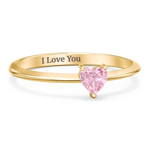 Solitaire Heart Gemstone Ring with Tapered Knife Edge Band
