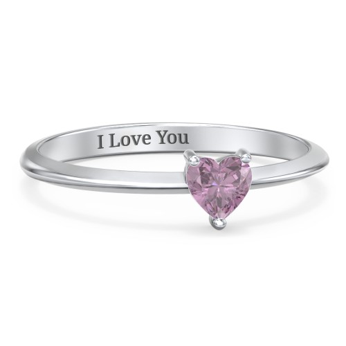 Solitaire Heart Gemstone Ring with Tapered Knife Edge Band