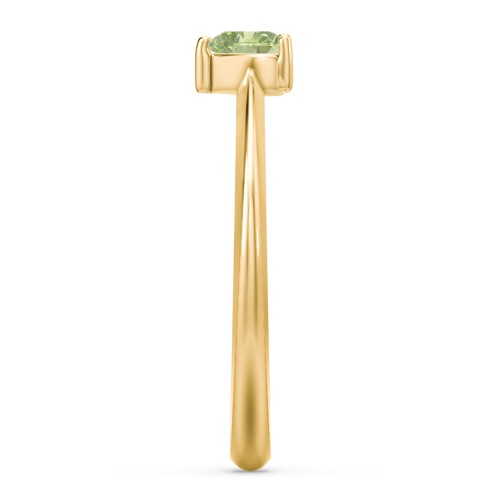 Solitaire Heart Gemstone Ring with Tapered Knife Edge Band – 18K Gold Plated Silver with Peridot