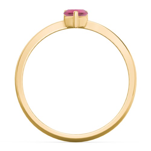 Solitaire Heart Gemstone Ring with Tapered Knife Edge Band – 18K Gold Plated Silver with Ruby