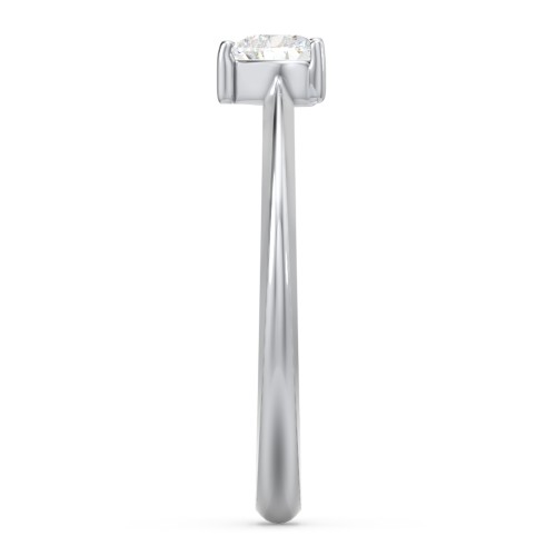 Solitaire Heart Gemstone Ring with Tapered Knife Edge Band – Sterling Silver with Cubic Zirconia