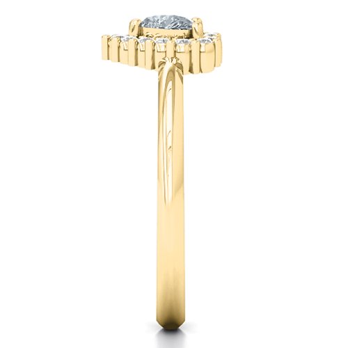 Heart with Halo Promise Ring – 14K Yellow Gold with Cubic Zirconia and White Premium Zirconia