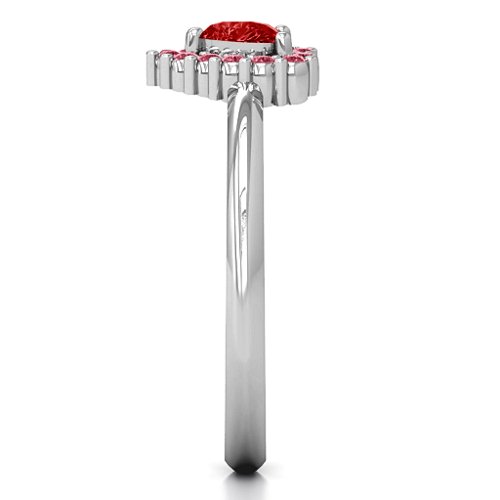 Heart with Halo Promise Ring – Sterling Silver with Garnet and Red Premium Zirconia