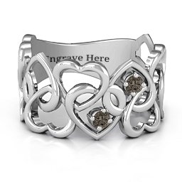 Your Heart and Mine Ring in 925 Sterling Silver with Smokey Quartz