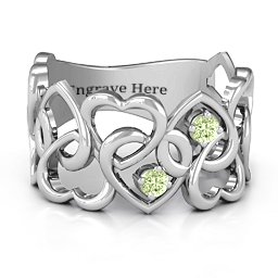 Your Heart and Mine Ring in 925 Sterling Silver with Peridot