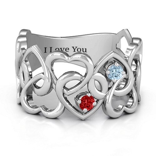 Your Heart and Mine Ring – Sterling Silver with Garnet and Aquamarine