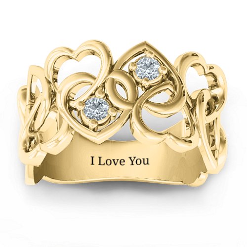 Your Heart and Mine Ring – 10K Yellow Gold with Cubic Zirconia