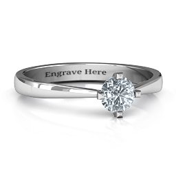 Classic Round Solitaire Ring in 925 Sterling Silver with Cubic Zirconia