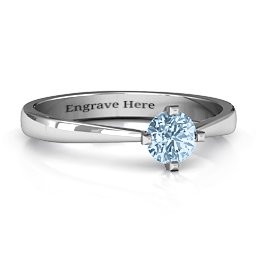 Classic Round Solitaire Ring in 925 Sterling Silver with Aquamarine