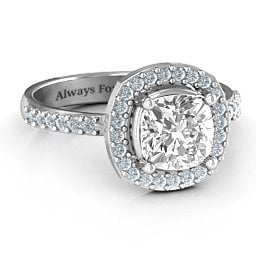 Cushion Cut Statement Ring with Halo