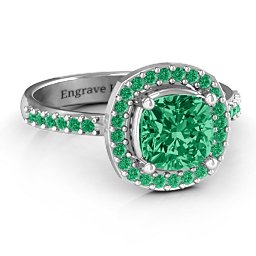 Cushion Cut Statement Ring with Halo