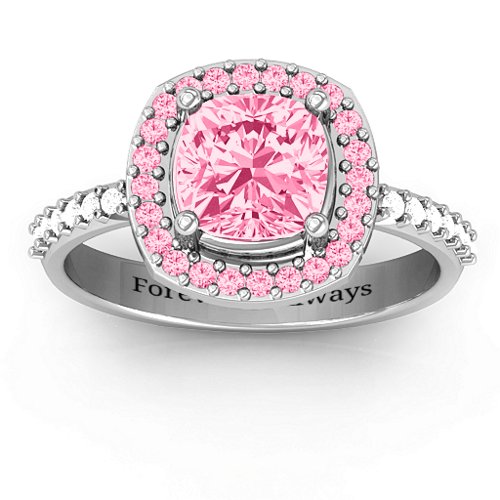 Cushion Cut Statement Ring with Halo