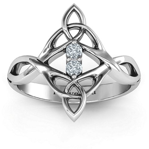 Celtic Sparkle Ring with Interwoven Infinity Band – Sterling Silver with Cubic Zirconia