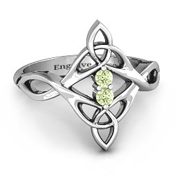 Celtic Sparkle Ring with Interwoven Infinity Band in 925 Sterling Silver with Peridot