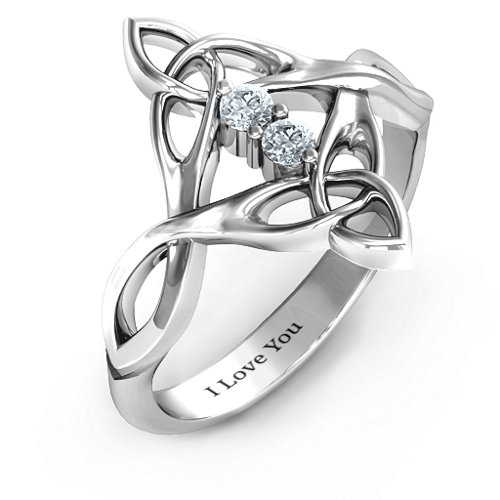 Celtic Sparkle Ring with Interwoven Infinity Band – Sterling Silver with Cubic Zirconia