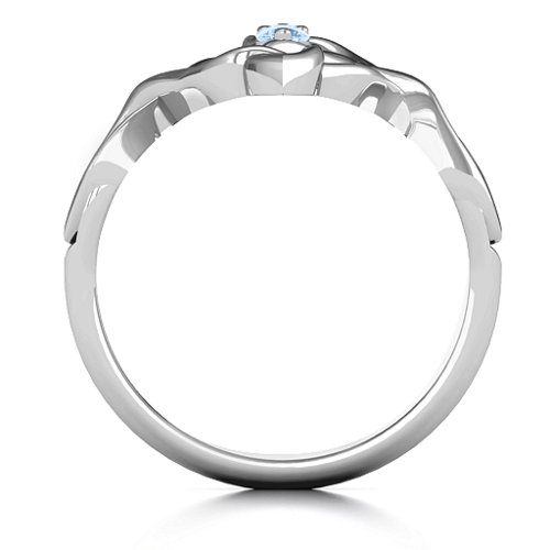 Celtic Sparkle Ring with Interwoven Infinity Band – Sterling Silver with Aquamarine