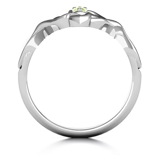 Celtic Sparkle Ring with Interwoven Infinity Band – Sterling Silver with Peridot
