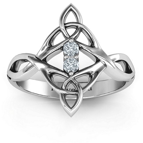 Celtic Sparkle Ring with Interwoven Infinity Band – Sterling Silver with Cubic Zirconia