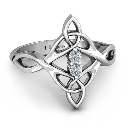 Celtic Sparkle Ring with Interwoven Infinity Band – Sterling Silver with Cubic Zirconia