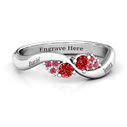 Everyday Dream Ring With Shoulder Accents in 925 Sterling Silver with Garnet and Red Premium Zirconia