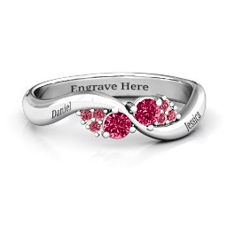 Everyday Dream Ring With Shoulder Accents in 925 Sterling Silver with Ruby and Red Premium Zirconia
