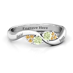 Everyday Dream Ring With Shoulder Accents in 925 Sterling Silver with Peridot and Fancy Yellow Premium Zirconia