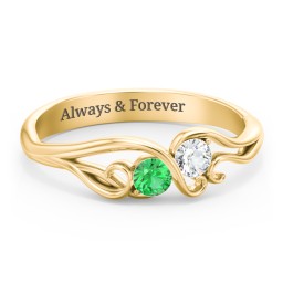 Swirl of Style Birthstone Ring in 18K Gold Plated Silver with Emerald and Cubic Zirconia