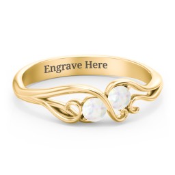 Swirl of Style Birthstone Ring in 18K Gold Plated Silver with Opal