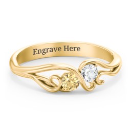Swirl of Style Birthstone Ring in 14K Solid Yellow Gold with Citrine and Cubic Zirconia