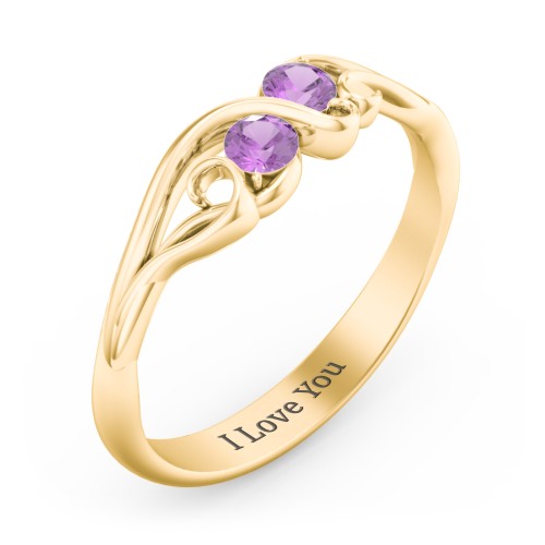 Swirl of Style Birthstone Ring – 18K Gold Plated Silver with Amethyst
