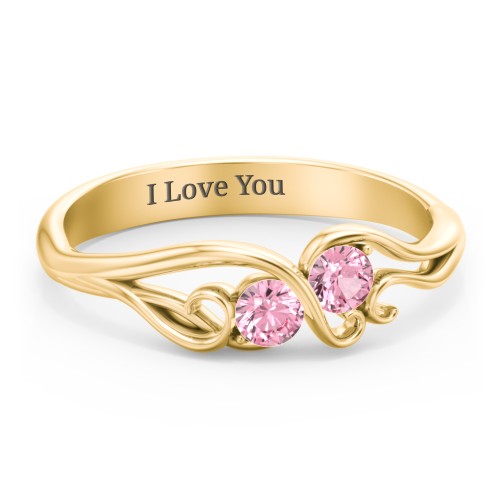 Swirl of Style Birthstone Ring – 18K Gold Plated Silver with Pink Tourmaline