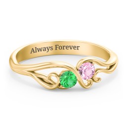Swirl of Style Birthstone Ring in 18K Gold Plated Silver with Emerald and Pink Tourmaline