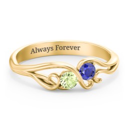 Swirl of Style Birthstone Ring in 18K Gold Plated Silver with Peridot and Blue Sapphire