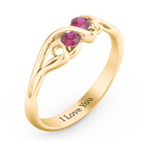 Swirl of Style Birthstone Ring – 18K Gold Plated Silver with Ruby