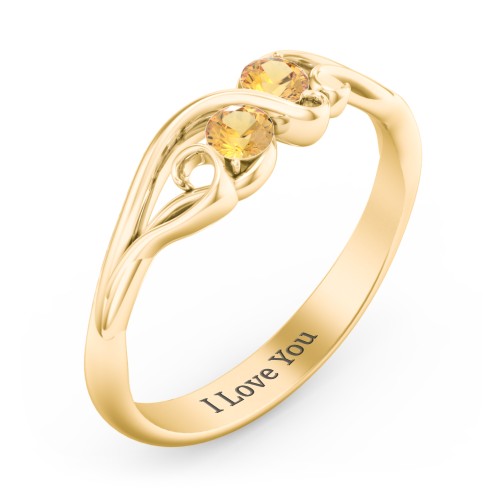 Swirl of Style Birthstone Ring – 18K Gold Plated Silver with Citrine
