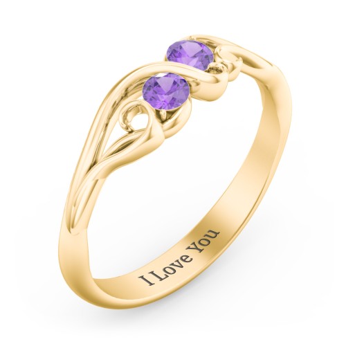 Swirl of Style Birthstone Ring – 18K Gold Plated Silver with Amethyst