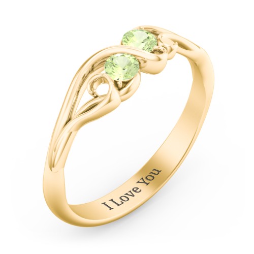 Swirl of Style Birthstone Ring – 18K Gold Plated Silver with Peridot