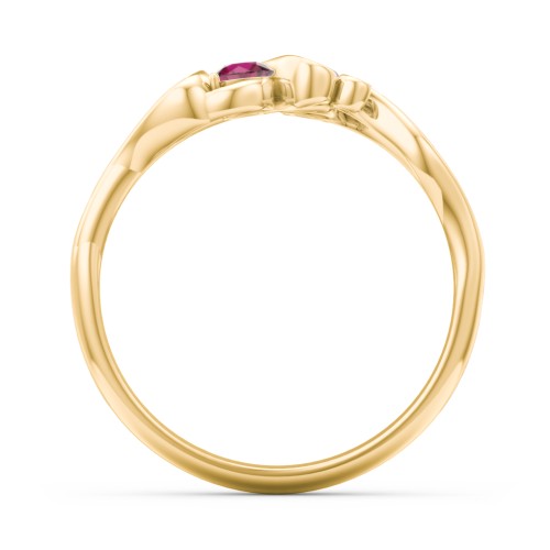 Swirl of Style Birthstone Ring – 18K Gold Plated Silver with Ruby