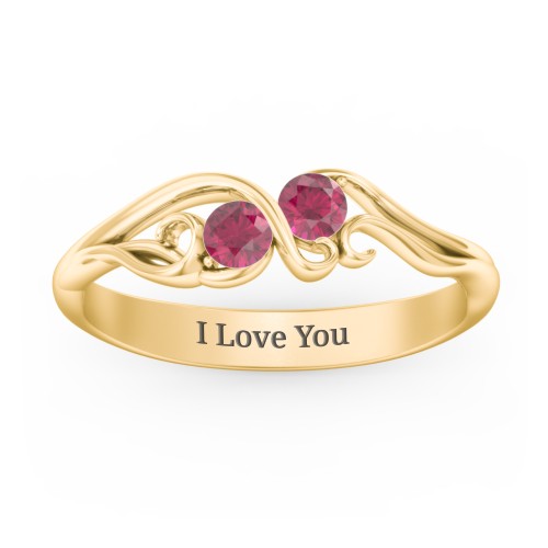 Swirl of Style Birthstone Ring – 18K Gold Plated Silver with Ruby