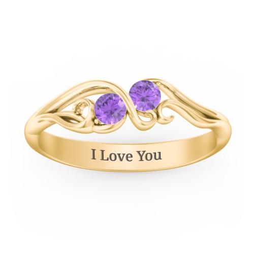 Swirl of Style Birthstone Ring – 18K Gold Plated Silver with Amethyst