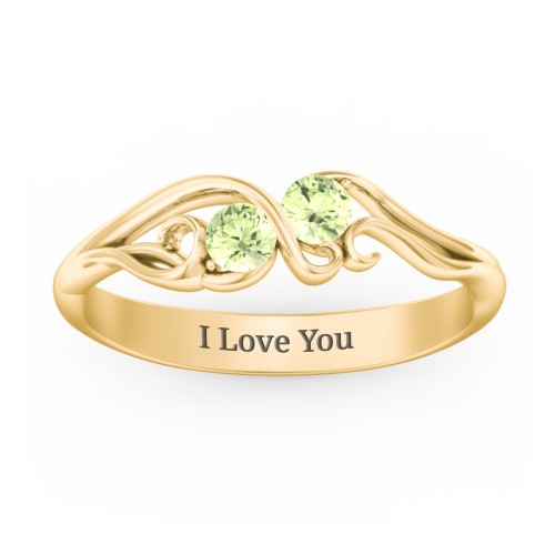 Swirl of Style Birthstone Ring – 18K Gold Plated Silver with Peridot