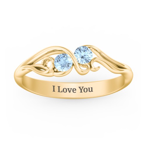 Swirl of Style Birthstone Ring – 18K Gold Plated Silver with Blue Topaz