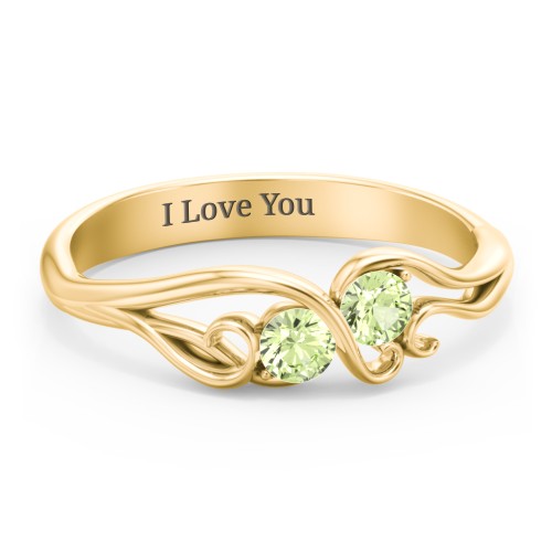 Swirl of Style Birthstone Ring – 18K Gold Plated Silver with Peridot
