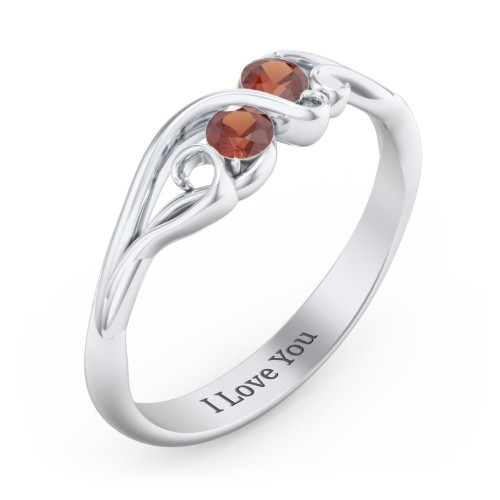 Swirl of Style Birthstone Ring – Sterling Silver with Garnet