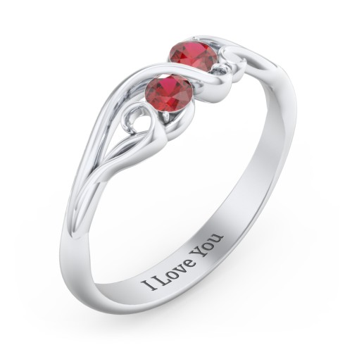 Swirl of Style Birthstone Ring – Sterling Silver with Garnet