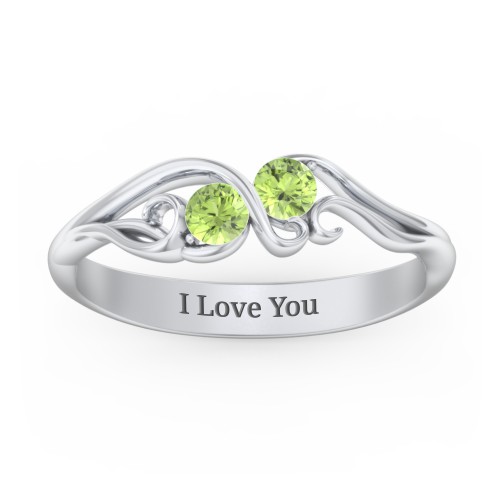 Swirl of Style Birthstone Ring – Sterling Silver with Peridot