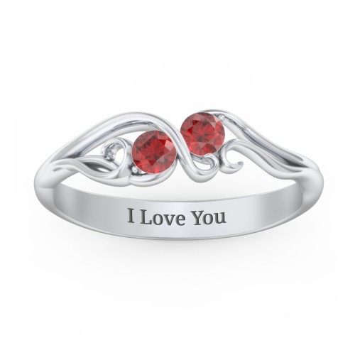 Swirl of Style Birthstone Ring – Sterling Silver with Garnet