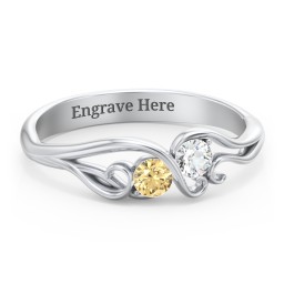 Swirl of Style Birthstone Ring in 10K Solid White Gold with Citrine and Cubic Zirconia