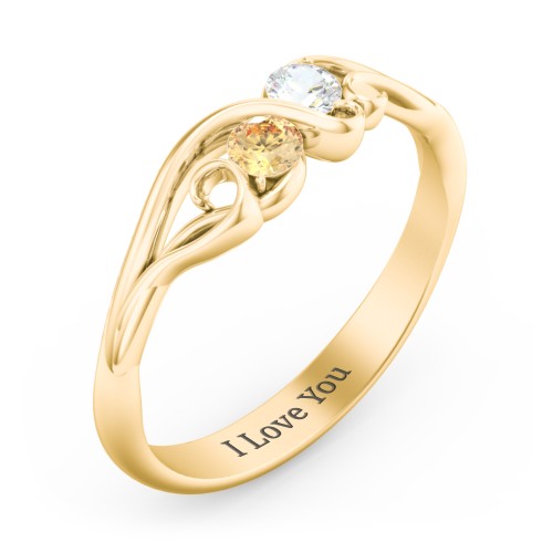 Swirl of Style Birthstone Ring – 10K Yellow Gold with Citrine and Cubic Zirconia